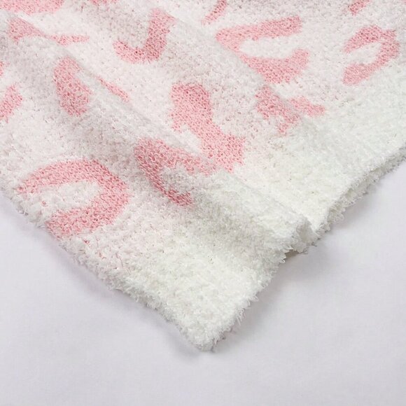 Pink Casual Womens Leopard Print Drop Shoulder Sweater & Drawstring Waist Shorts - Picture 4 of 5